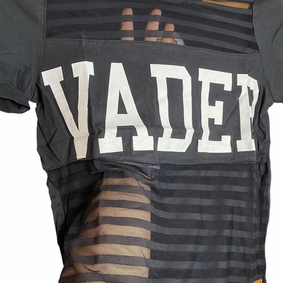 Star Wars Darth Vader Black Cotton Mesh Horizontal Stripes T-Shirt Small S - Picture 6 of 11